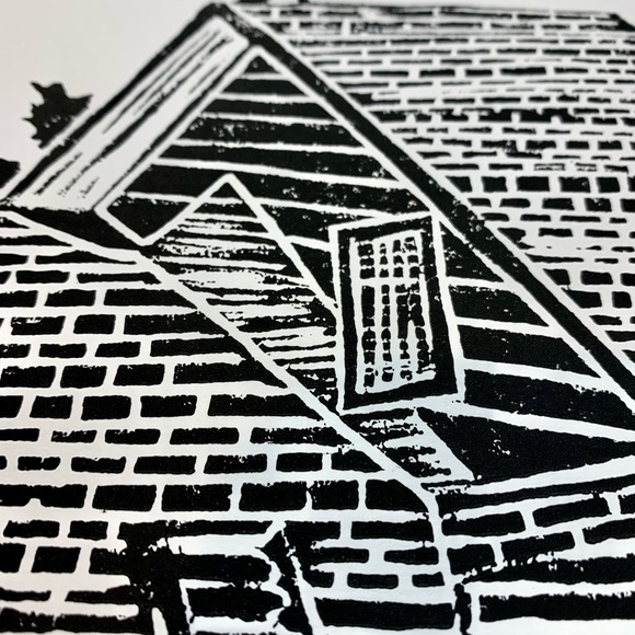 COPY - Rooftop House Lino Block Print - Picture 2 of 3